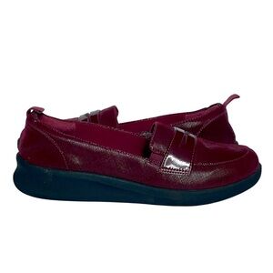 CLARKS CLOUD STEPPERS BURGUNDY RED AYLA COMFORT LOAFER SZ 10 M